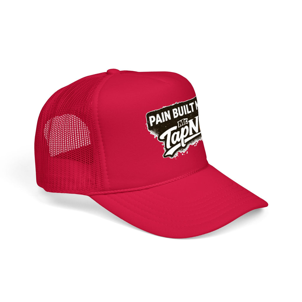 Trucker Hat — "Pain Built Me" Distressed Logo Foam Cap