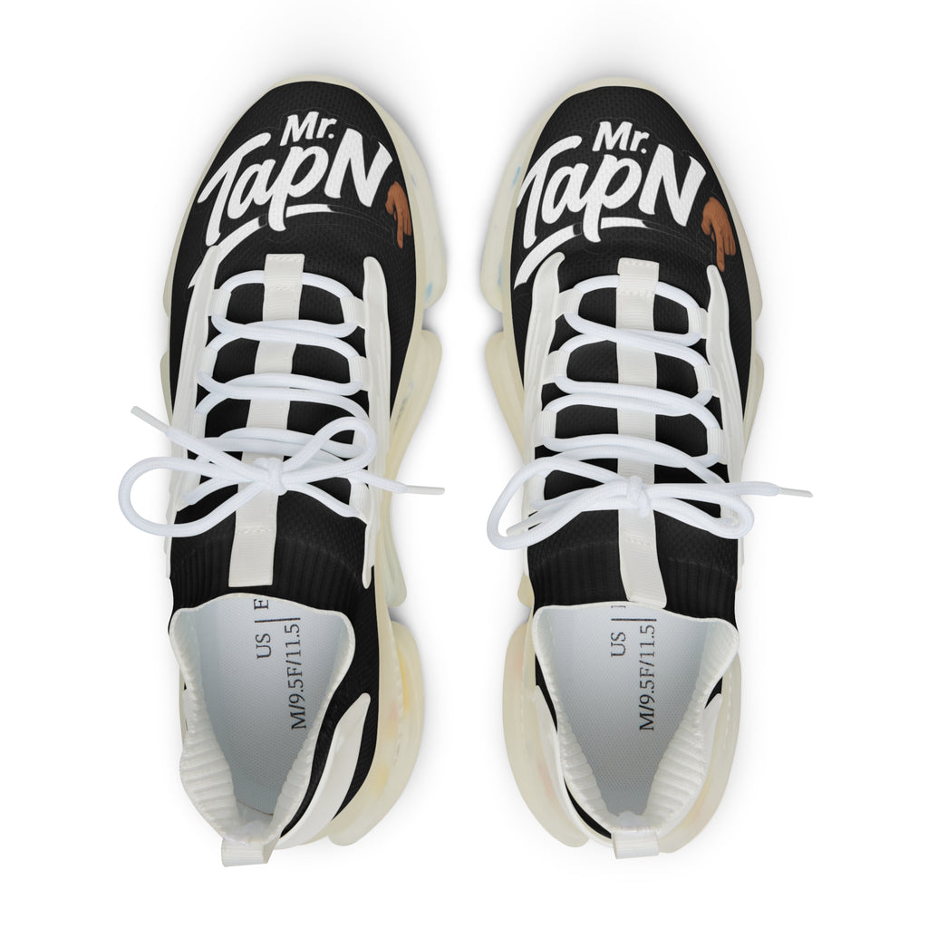 Men's Mesh Sneakers — White Chunky Athletic Shoes with 'Mr. TapN' Graphic