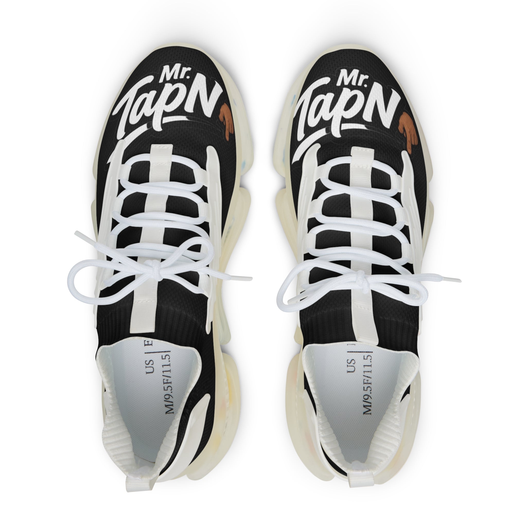 Men's Mesh Sneakers — White Chunky Athletic Shoes with 'Mr. TapN' Graphic