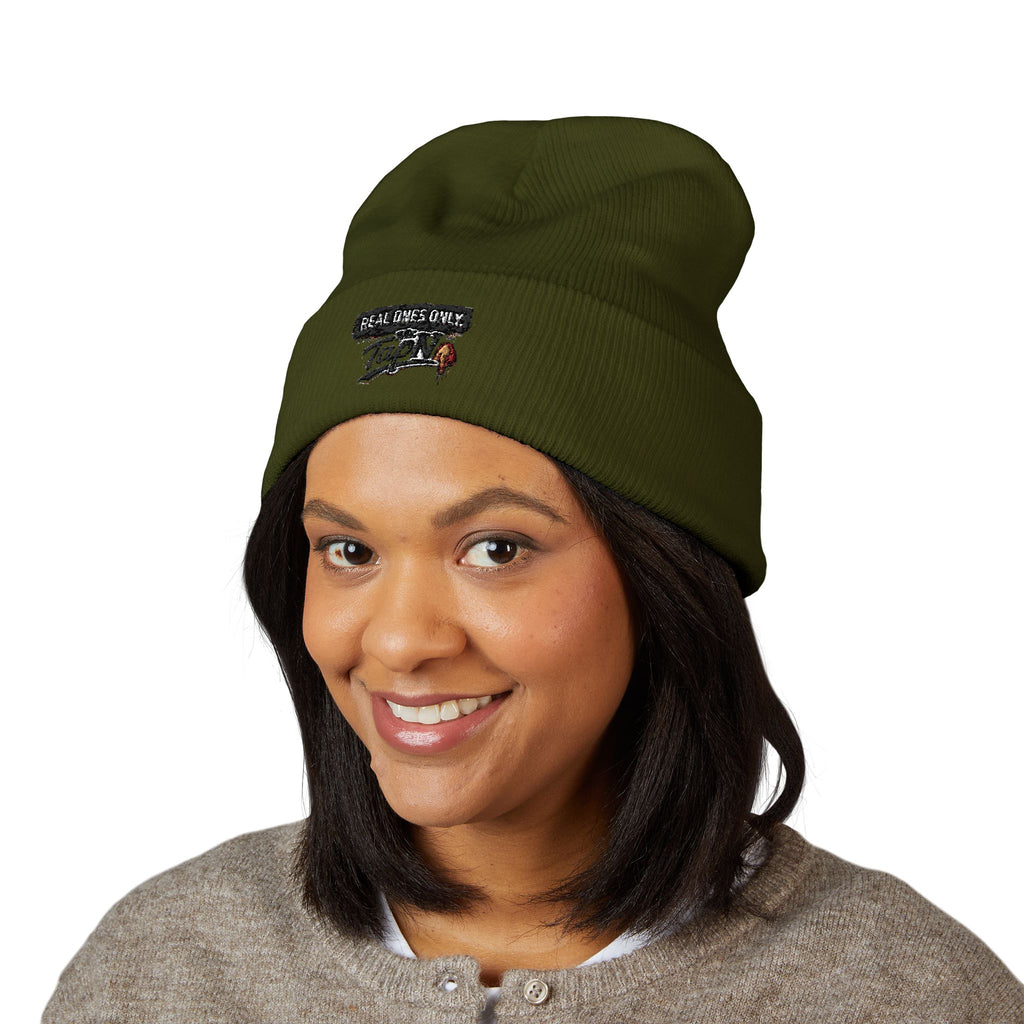 Embroidered "Real Games Only" Cuffed Beanie