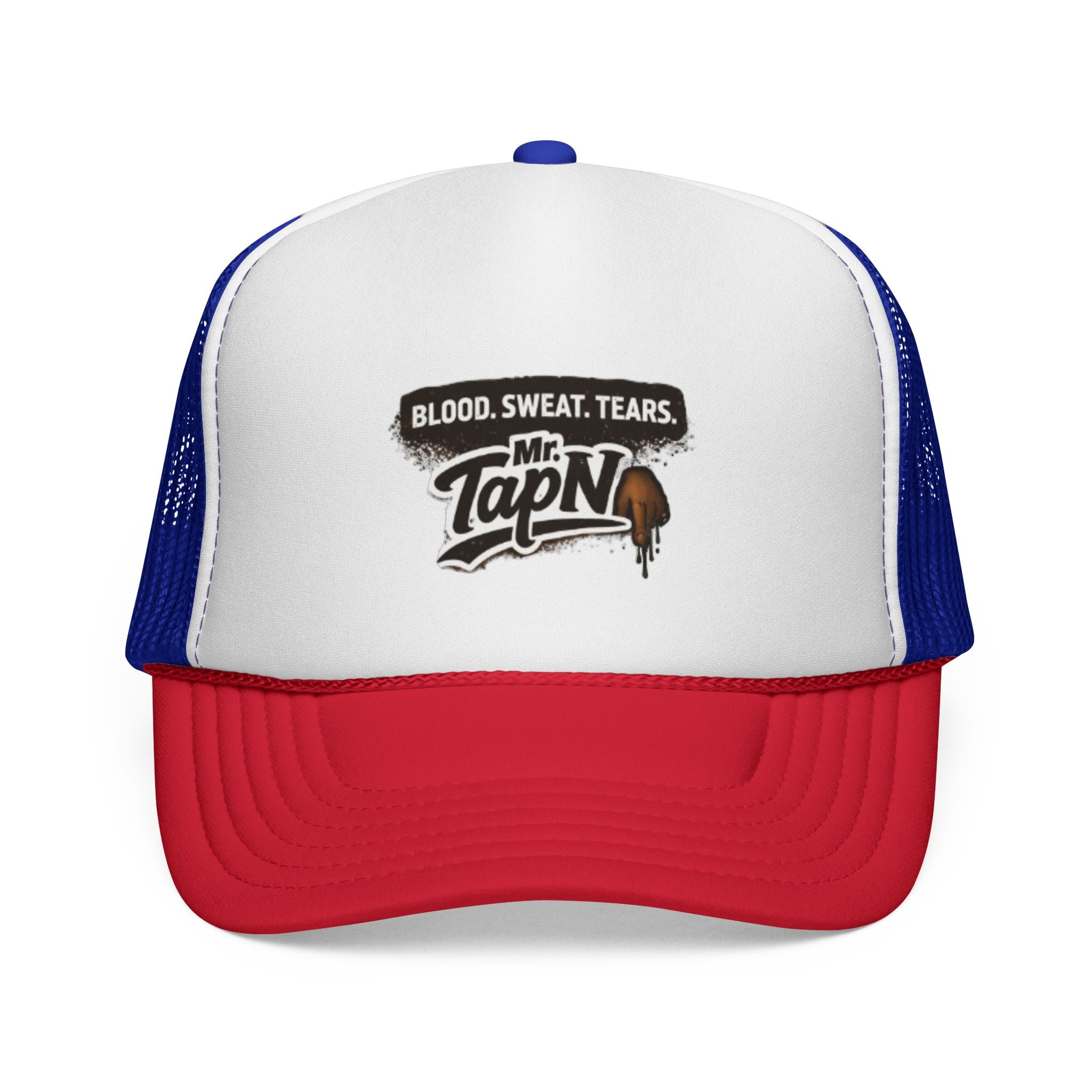 Trucker Cap — "Blood. Sweat. Tears. Mr. TapN" Racing Style Mesh Hat