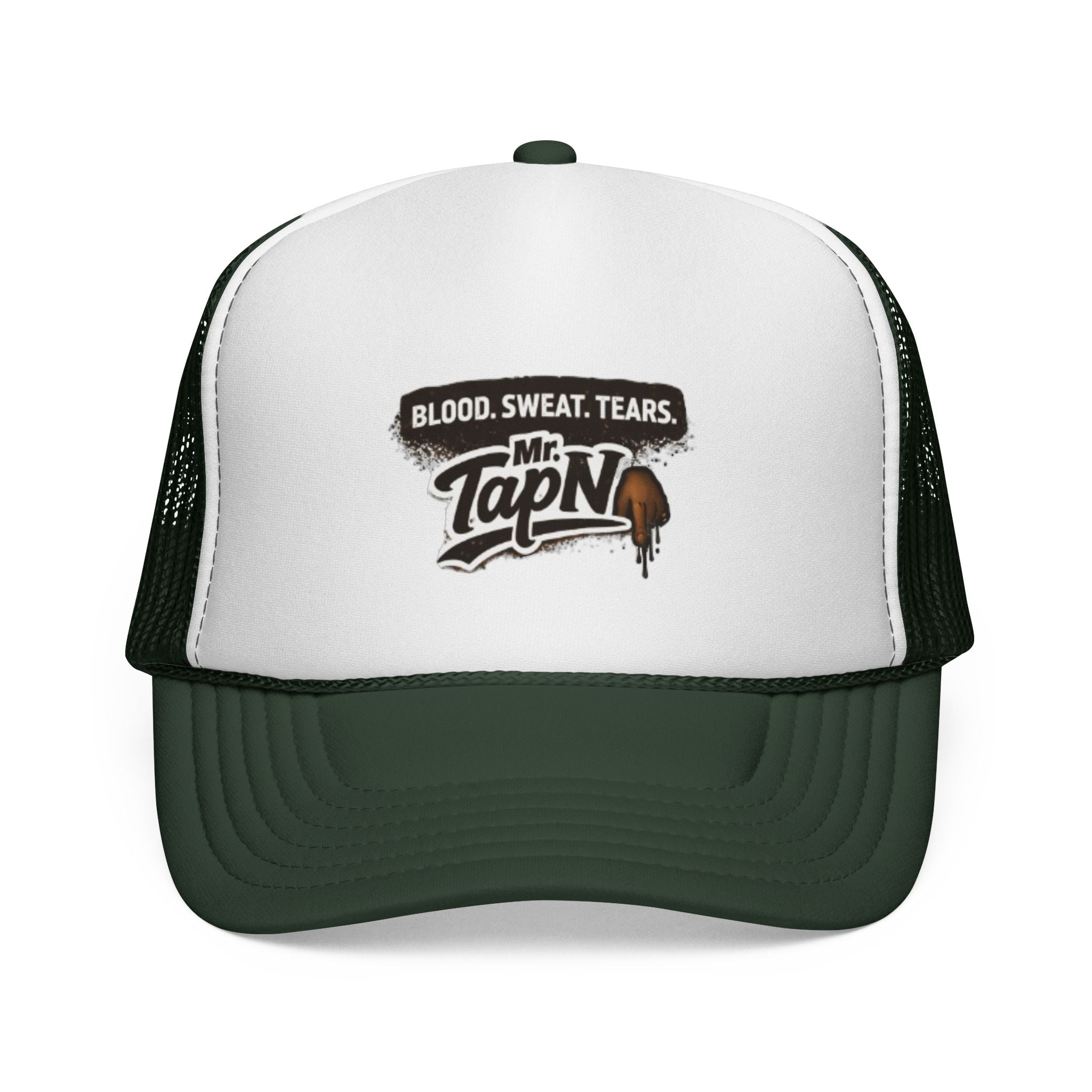 Trucker Cap — "Blood. Sweat. Tears. Mr. TapN" Racing Style Mesh Hat
