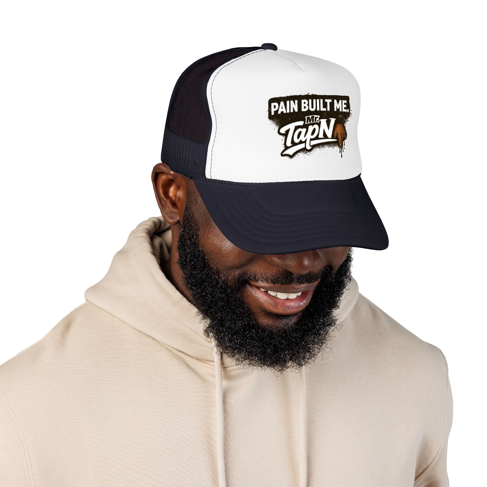 Trucker Hat — "Pain Built Me" Distressed Logo Foam Cap