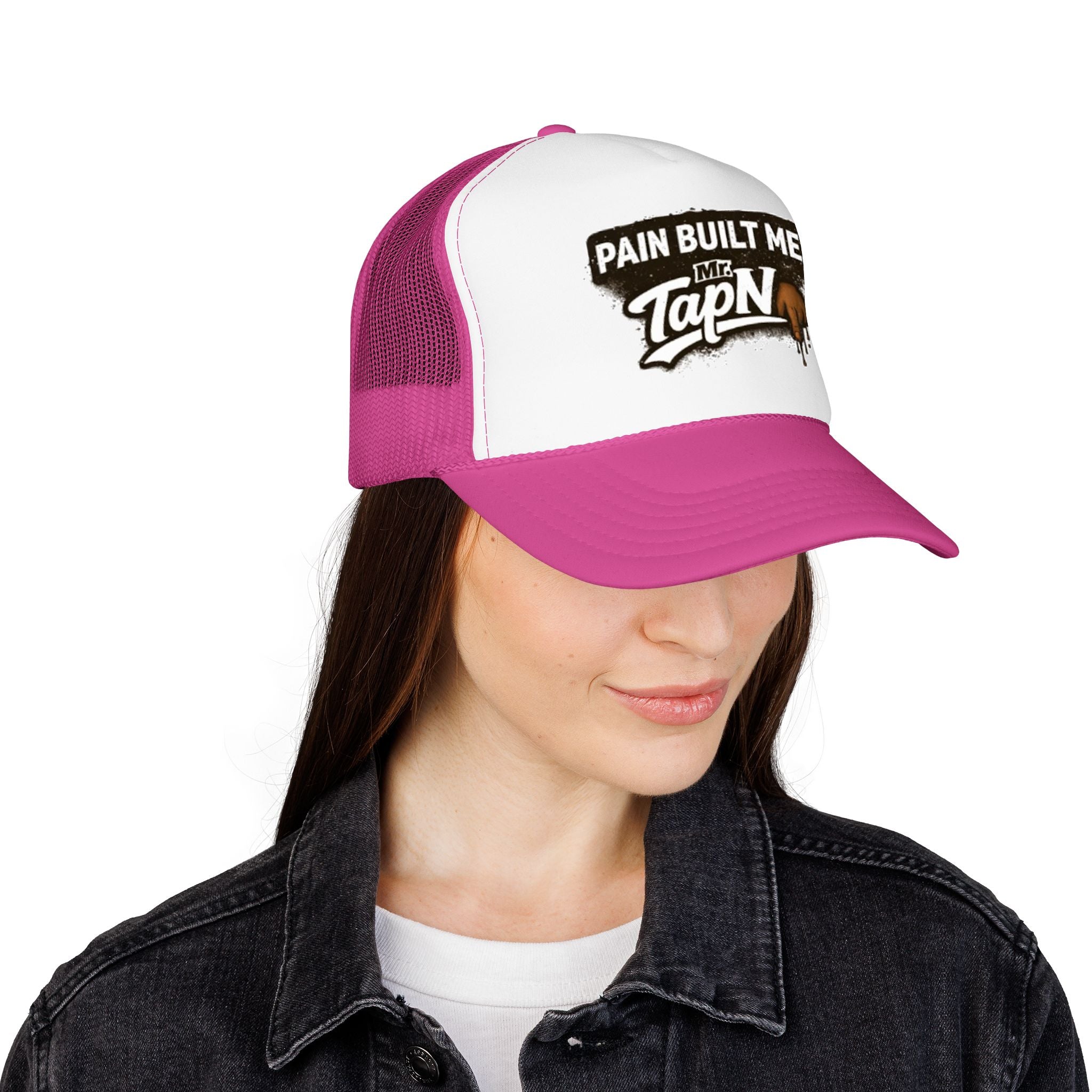 Trucker Hat — "Pain Built Me" Distressed Logo Foam Cap