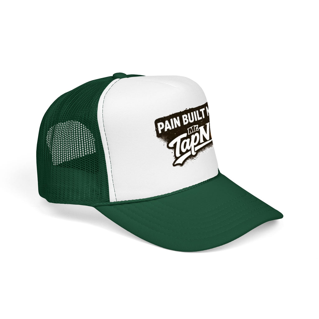 Trucker Hat — "Pain Built Me" Distressed Logo Foam Cap