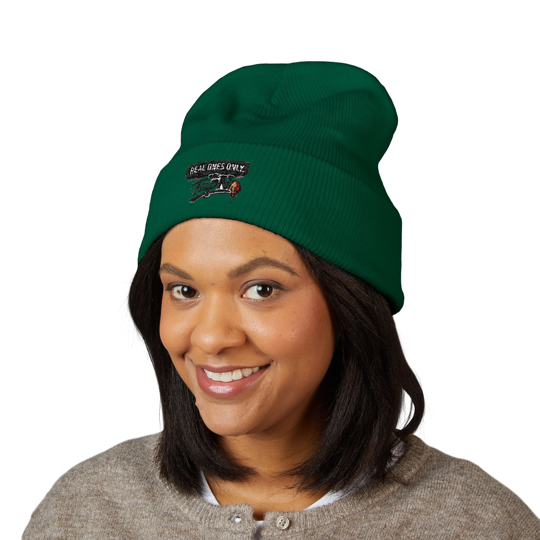 Embroidered "Real Games Only" Cuffed Beanie