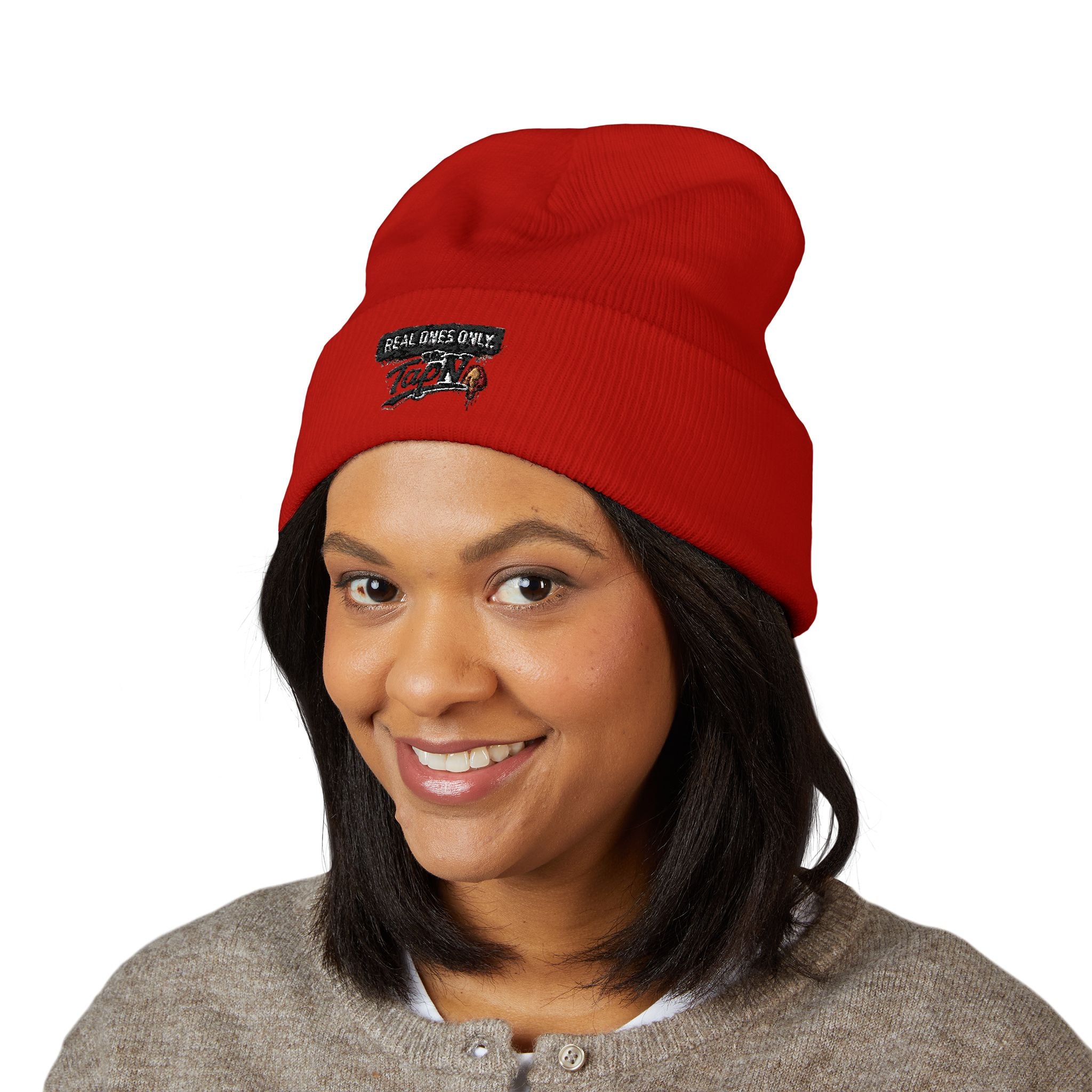 Embroidered "Real Games Only" Cuffed Beanie