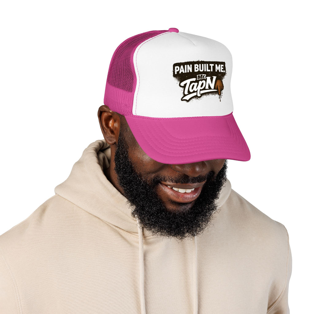 Trucker Hat — "Pain Built Me" Distressed Logo Foam Cap