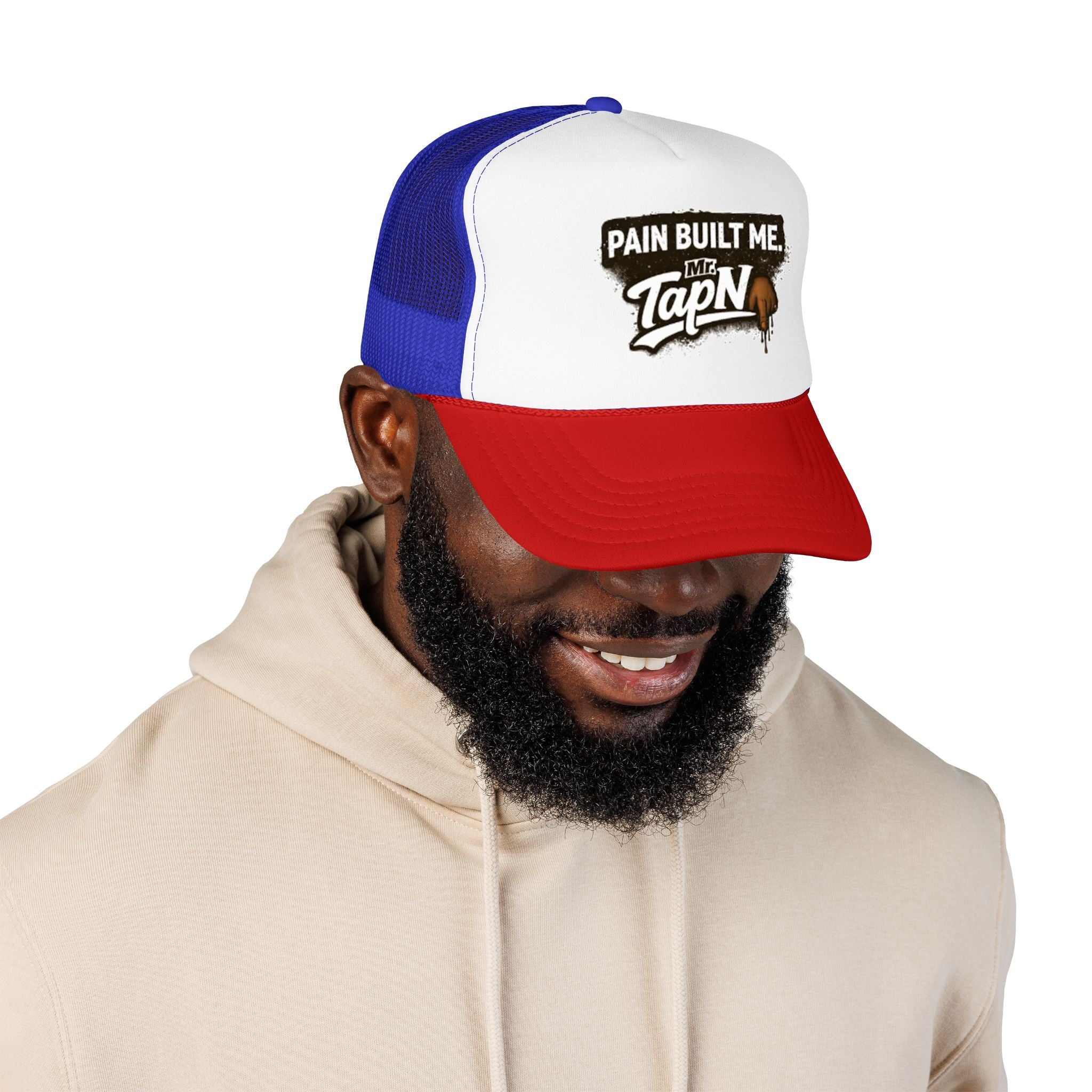 Trucker Hat — "Pain Built Me" Distressed Logo Foam Cap