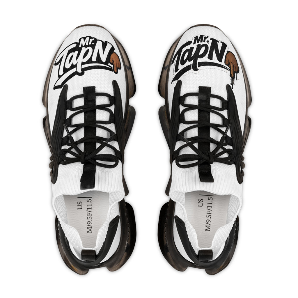 Mesh Sneakers — White 'Mr. TapN' Graphic Athletic Shoes
