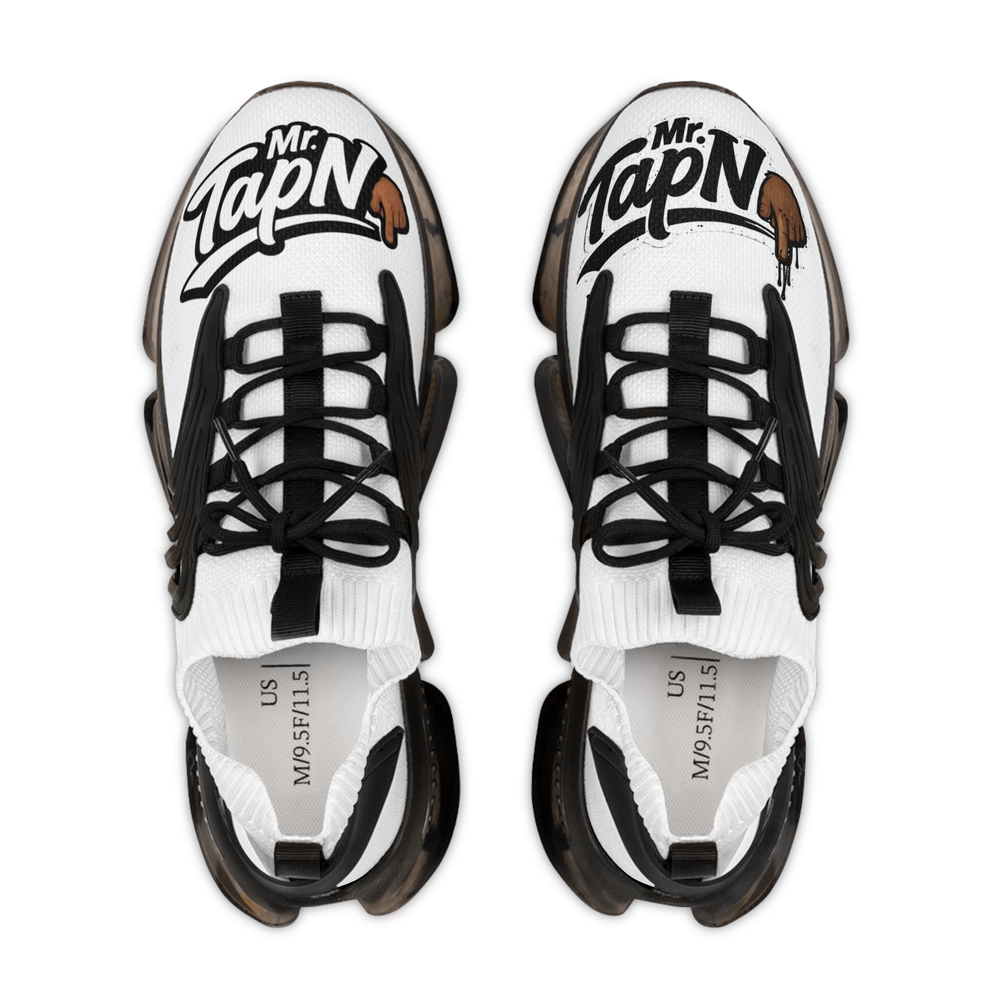 Mesh Sneakers — White 'Mr. TapN' Graphic Athletic Shoes