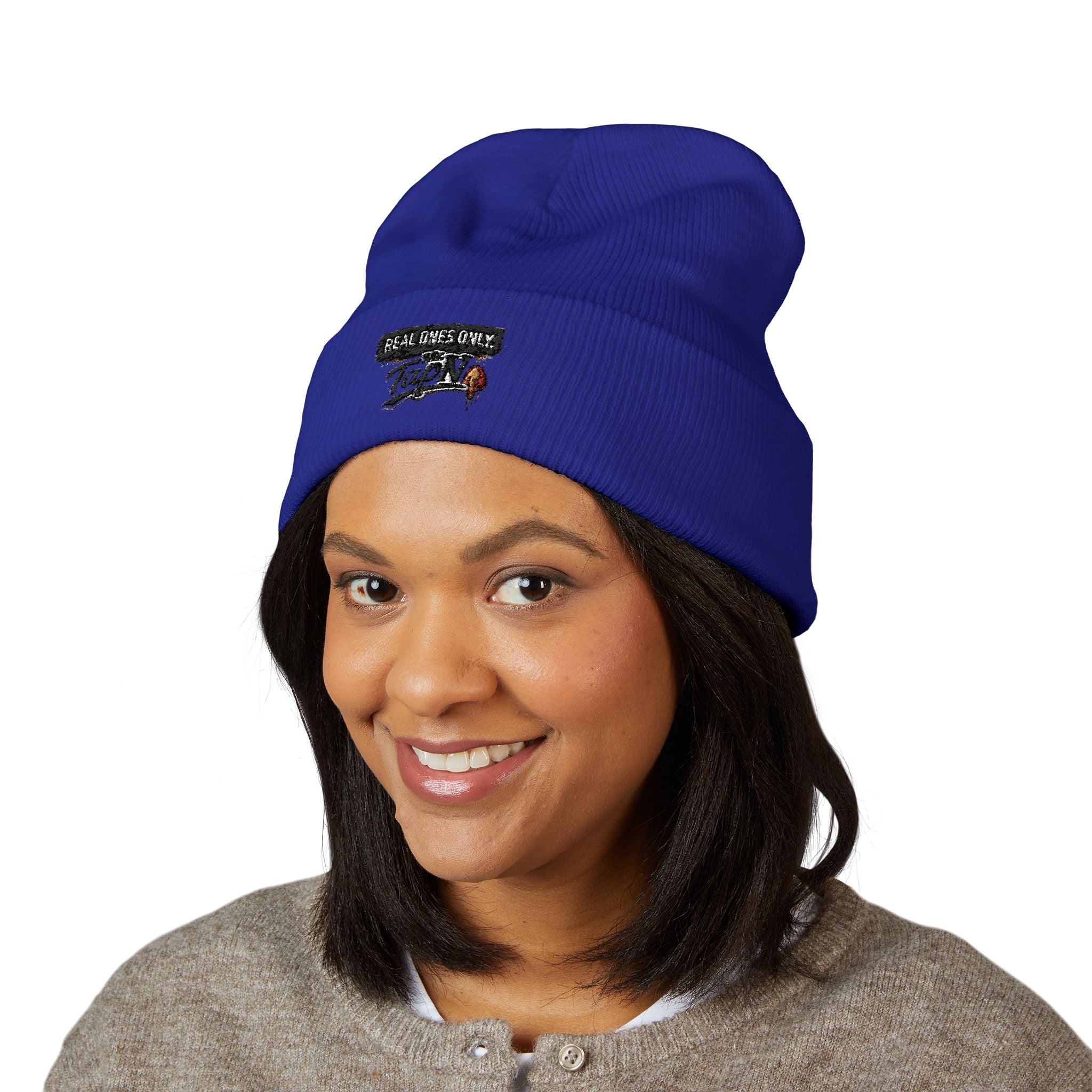 Embroidered "Real Games Only" Cuffed Beanie