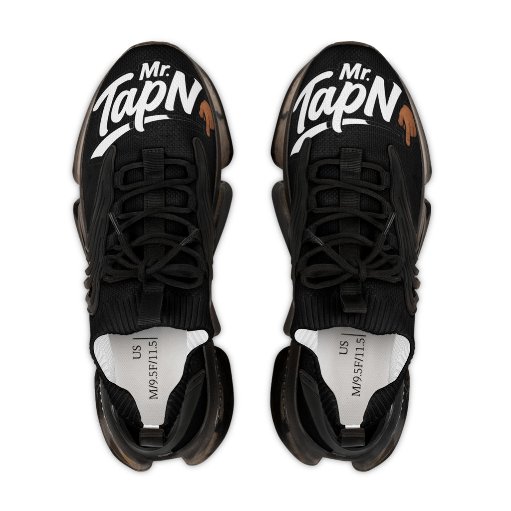 Men's Mesh Sneakers — White Chunky Athletic Shoes with 'Mr. TapN' Graphic