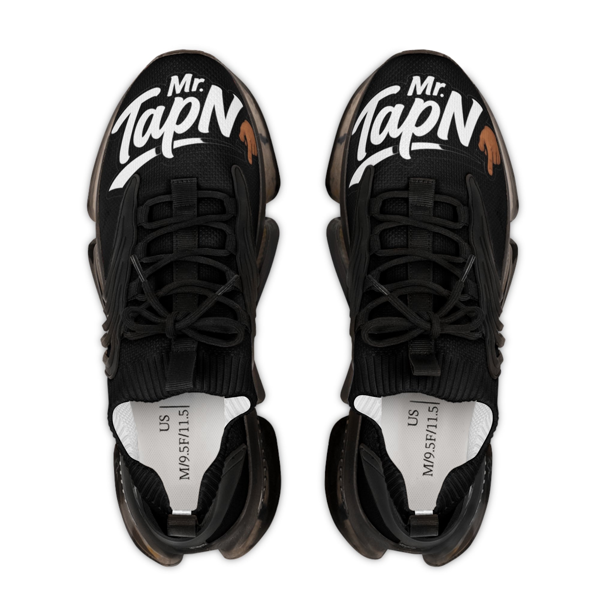 Men's Mesh Sneakers — White Chunky Athletic Shoes with 'Mr. TapN' Graphic