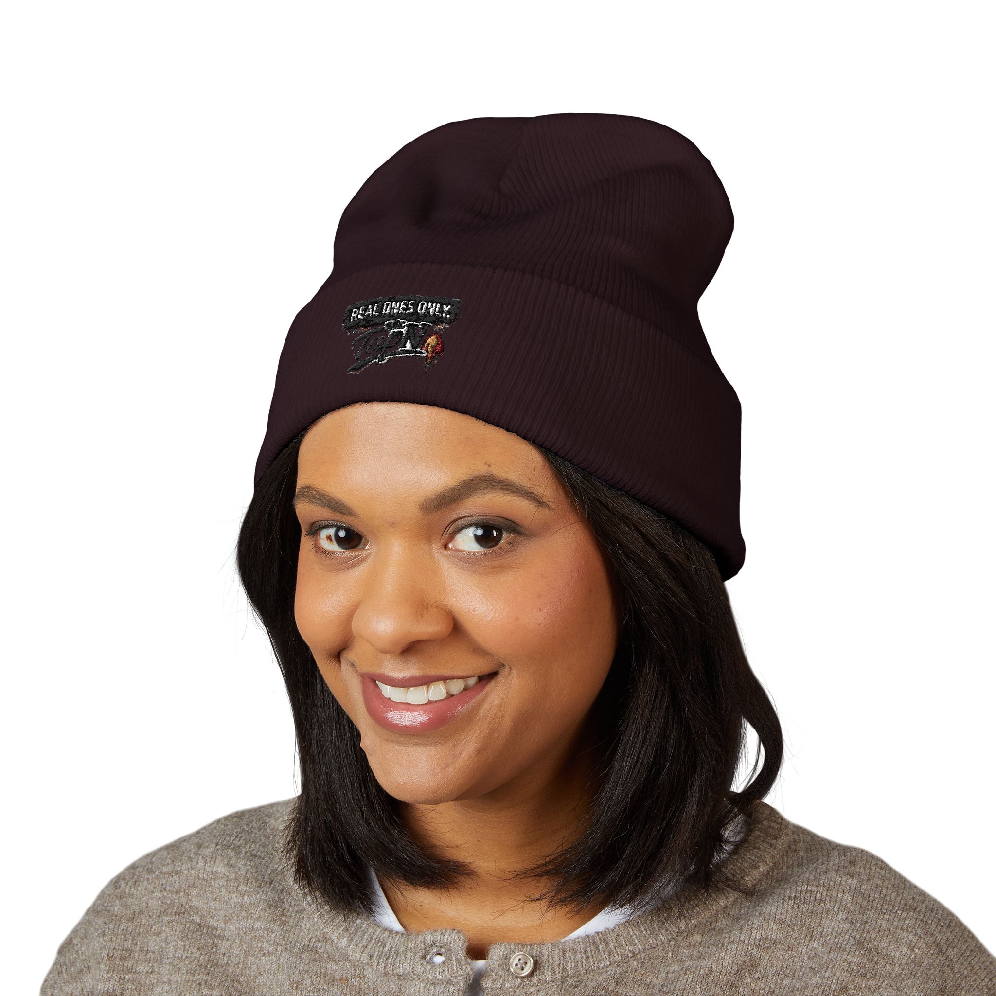 Embroidered "Real Games Only" Cuffed Beanie