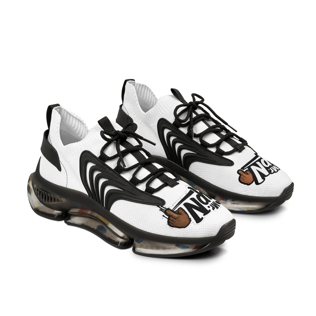Mesh Sneakers — White 'Mr. TapN' Graphic Athletic Shoes