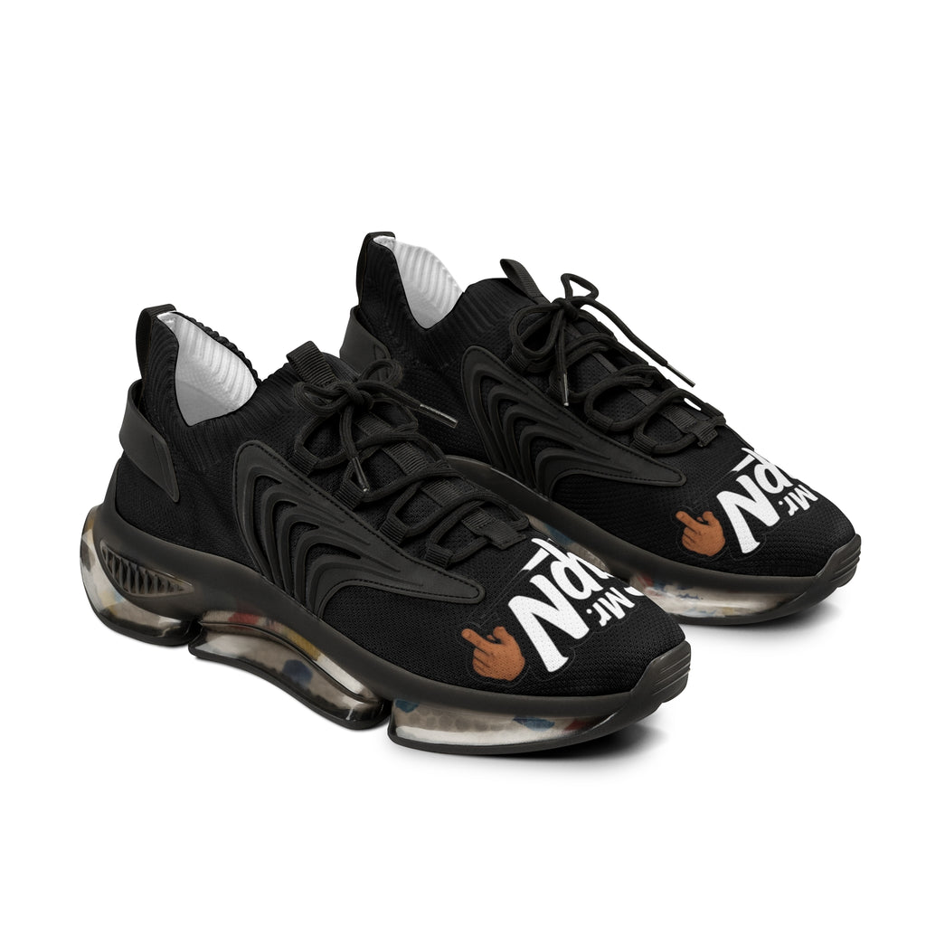 Men's Mesh Sneakers — White Chunky Athletic Shoes with 'Mr. TapN' Graphic