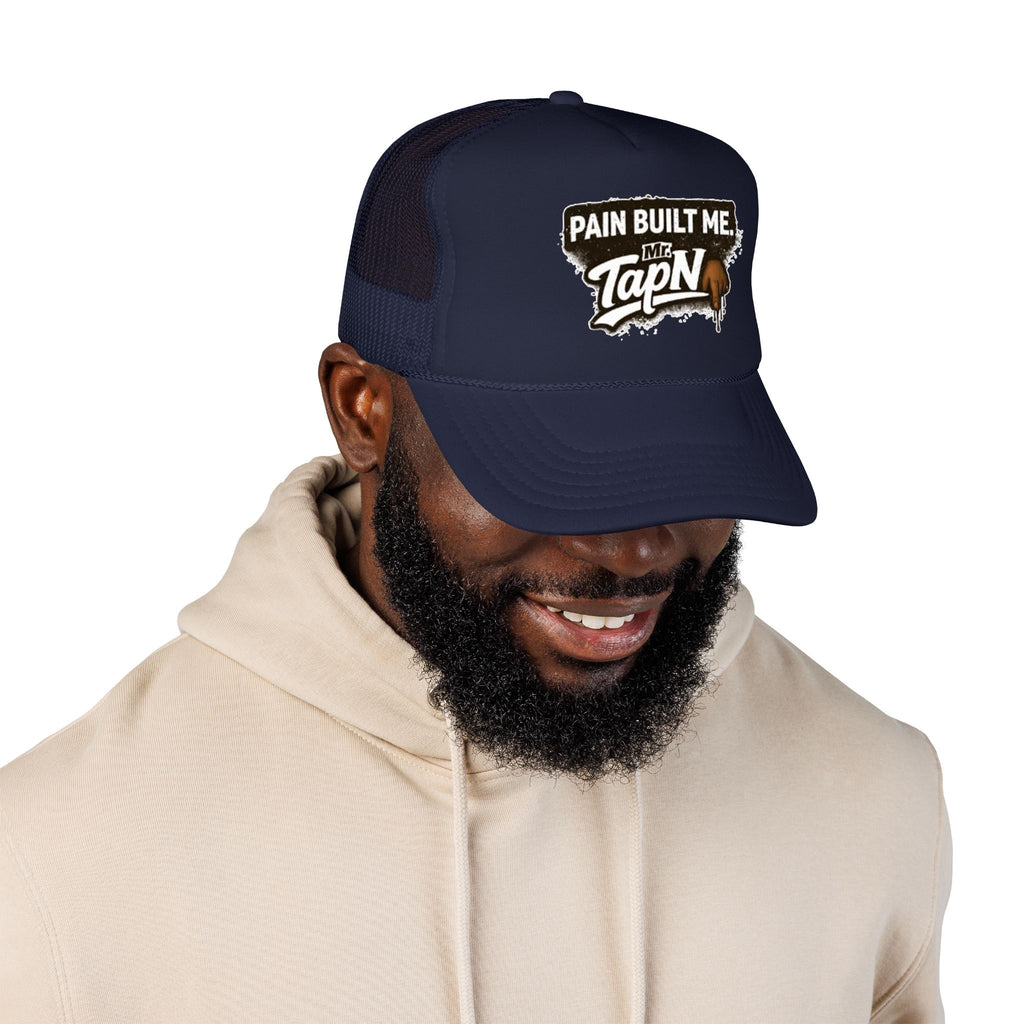Trucker Hat — "Pain Built Me" Distressed Logo Foam Cap