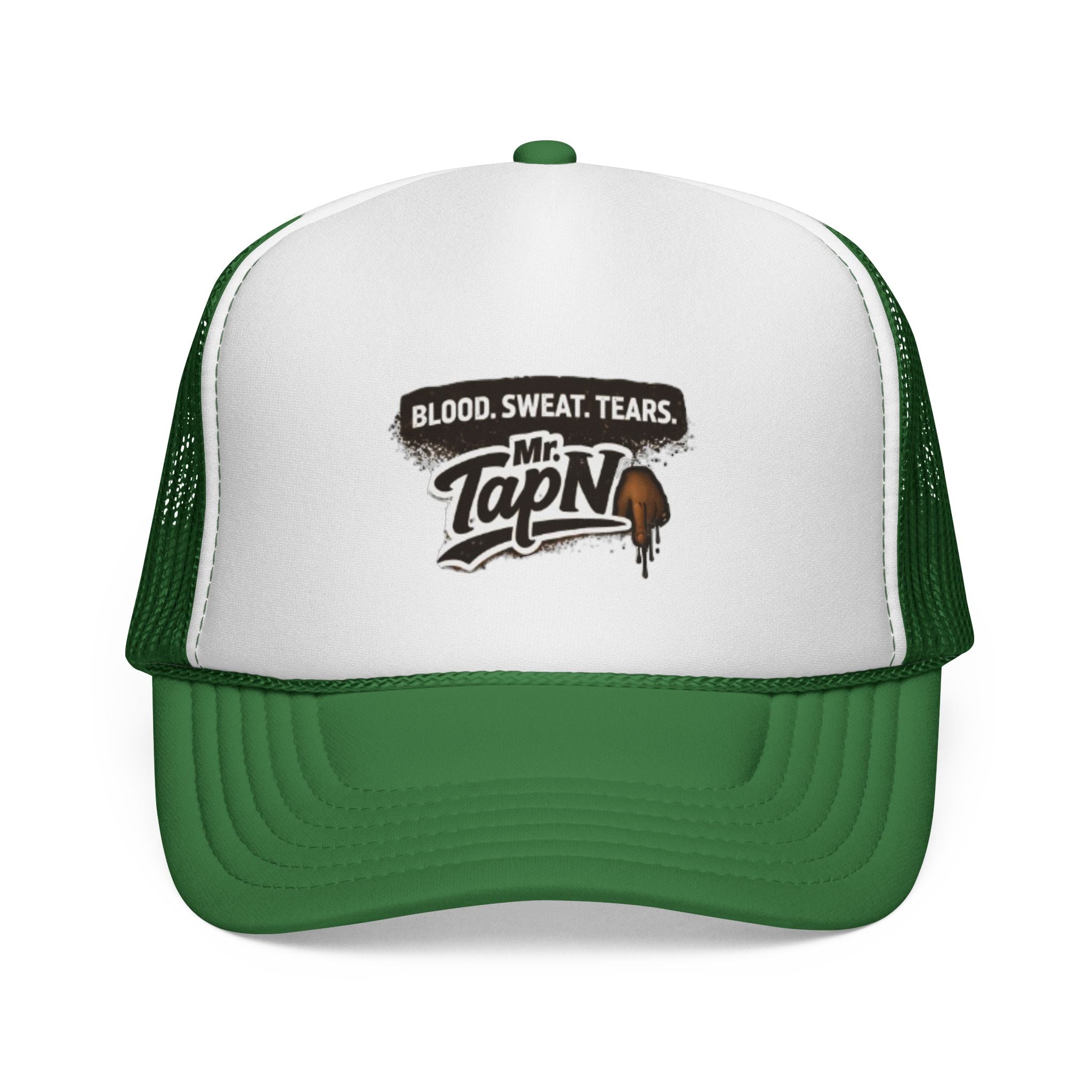 Trucker Cap — "Blood. Sweat. Tears. Mr. TapN" Racing Style Mesh Hat
