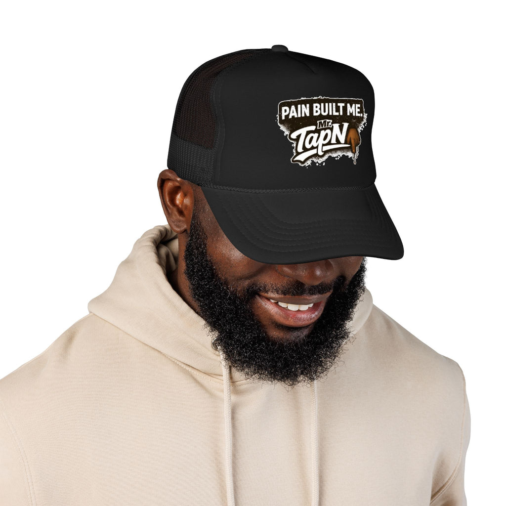 Trucker Hat — "Pain Built Me" Distressed Logo Foam Cap