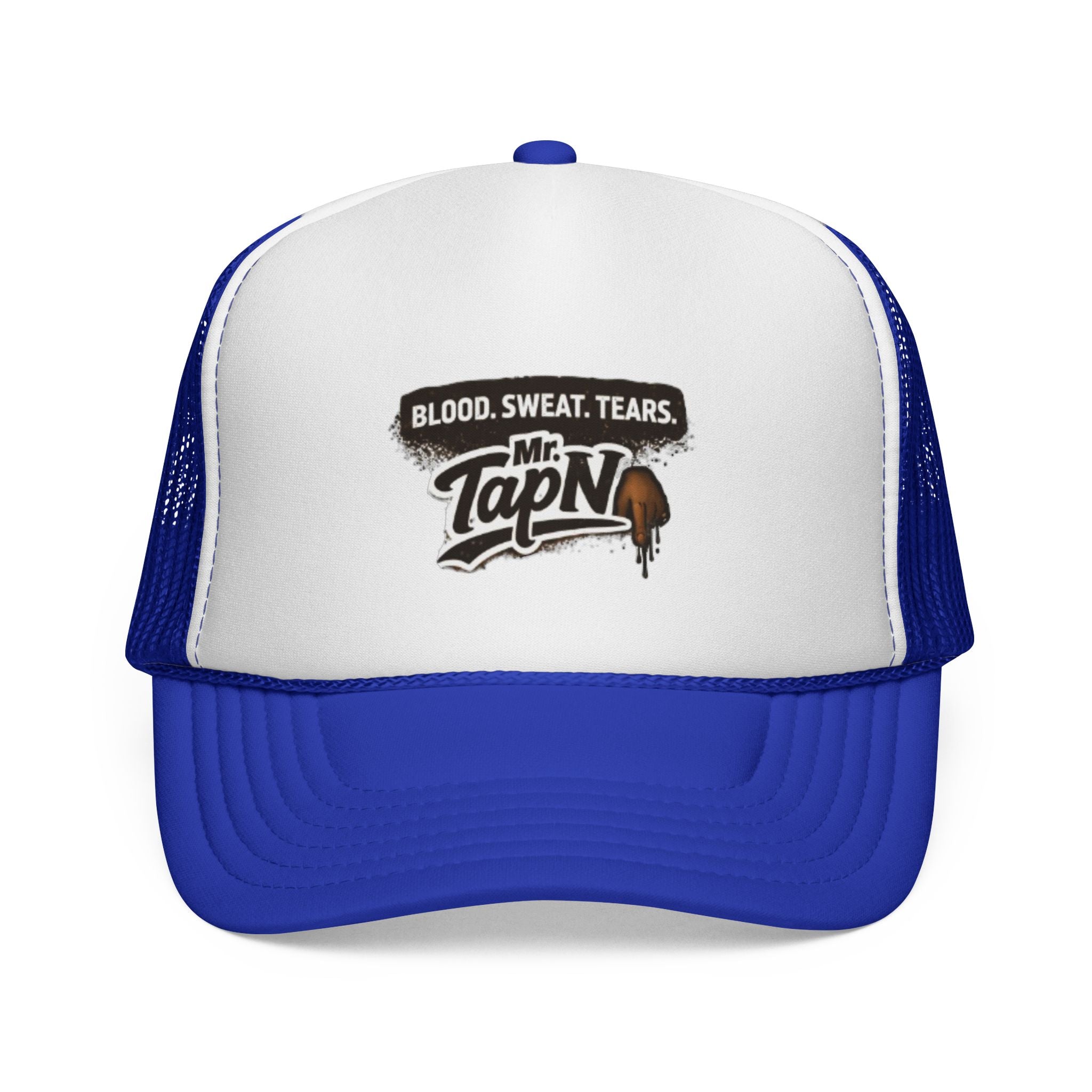 Trucker Cap — "Blood. Sweat. Tears. Mr. TapN" Racing Style Mesh Hat