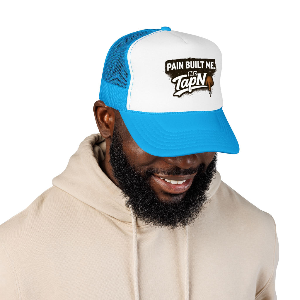 Trucker Hat — "Pain Built Me" Distressed Logo Foam Cap