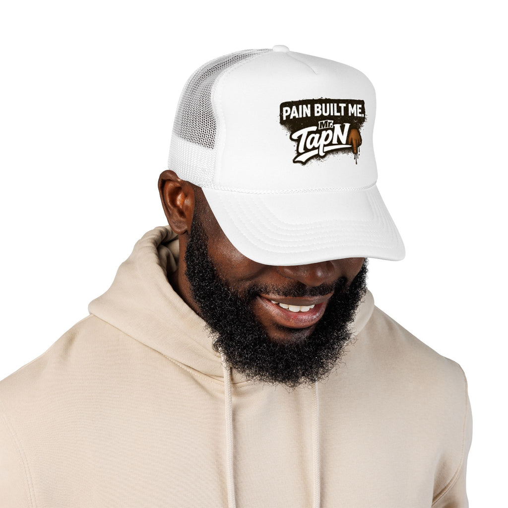 Trucker Hat — "Pain Built Me" Distressed Logo Foam Cap