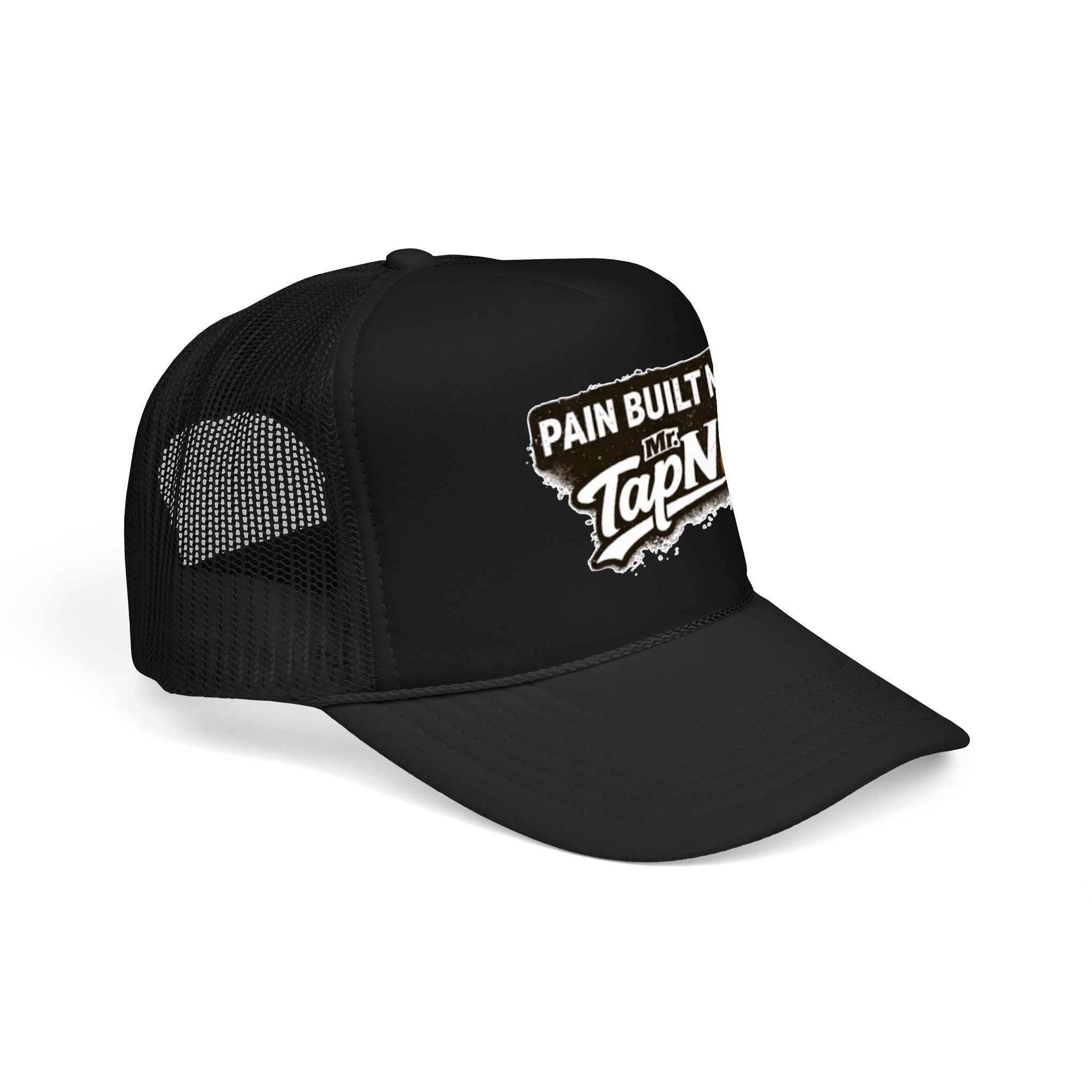Trucker Hat — "Pain Built Me" Distressed Logo Foam Cap