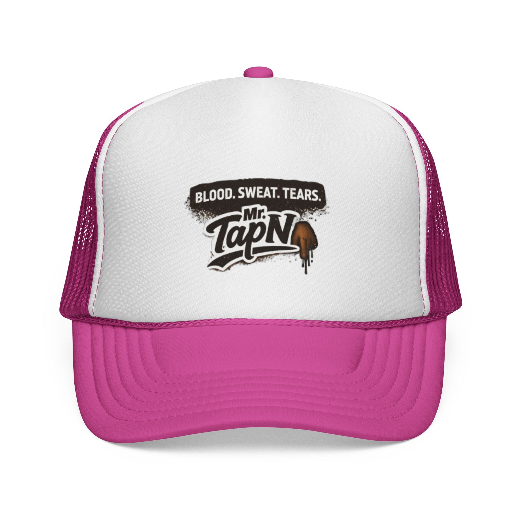 Trucker Cap — "Blood. Sweat. Tears. Mr. TapN" Racing Style Mesh Hat