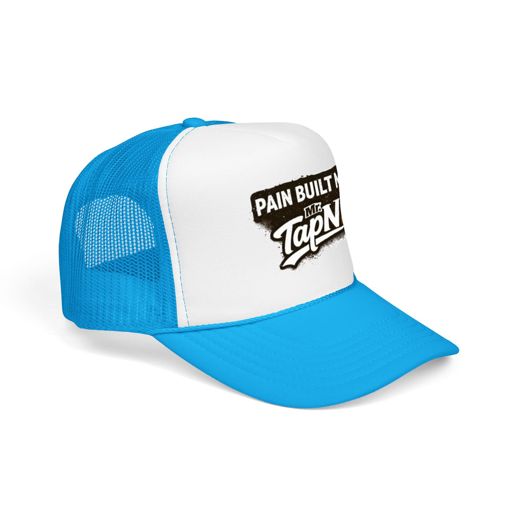 Trucker Hat — "Pain Built Me" Distressed Logo Foam Cap