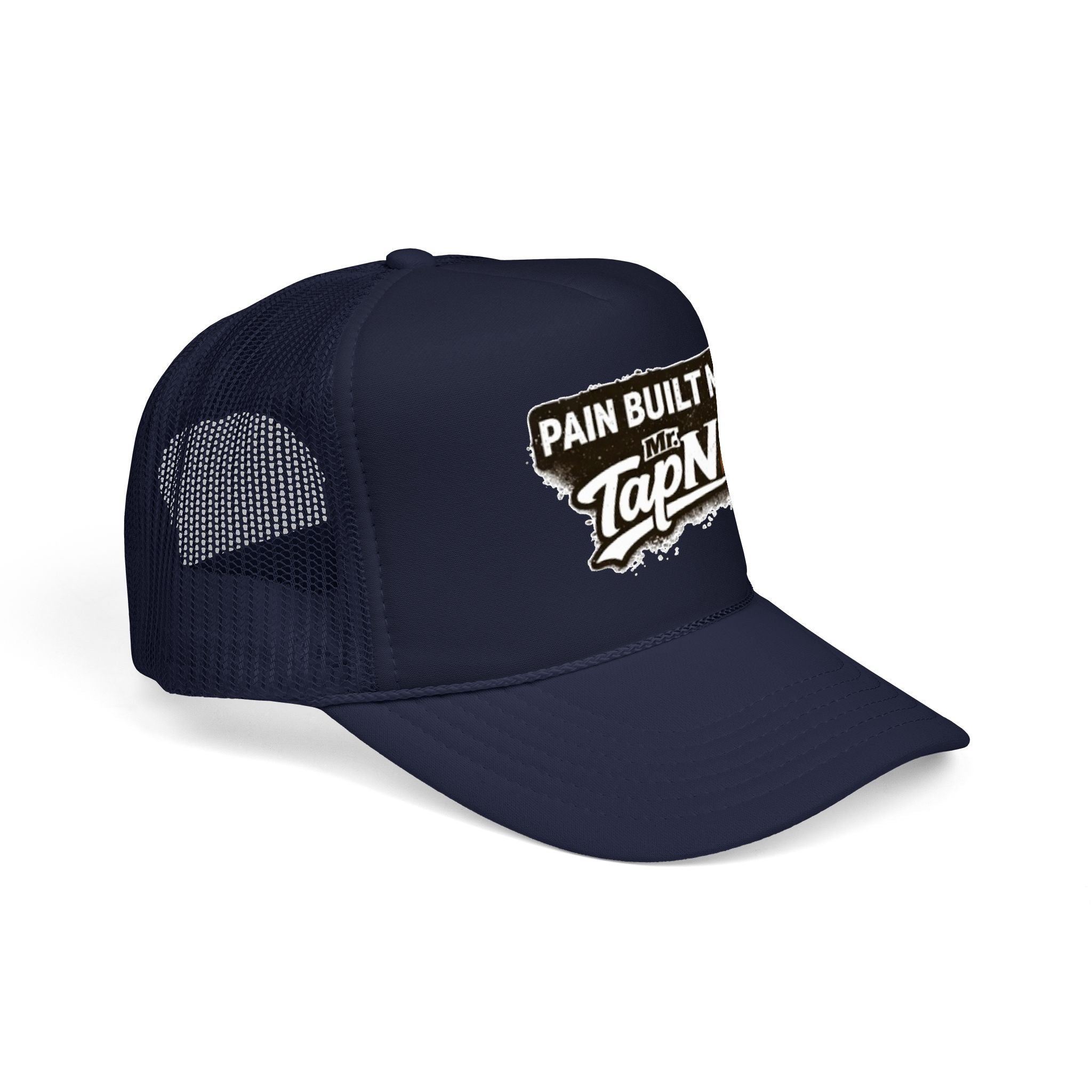 Trucker Hat — "Pain Built Me" Distressed Logo Foam Cap
