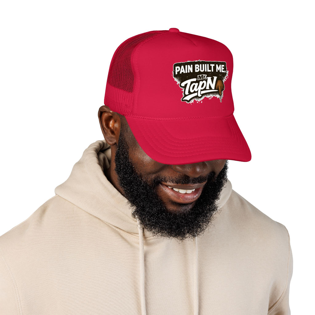 Trucker Hat — "Pain Built Me" Distressed Logo Foam Cap