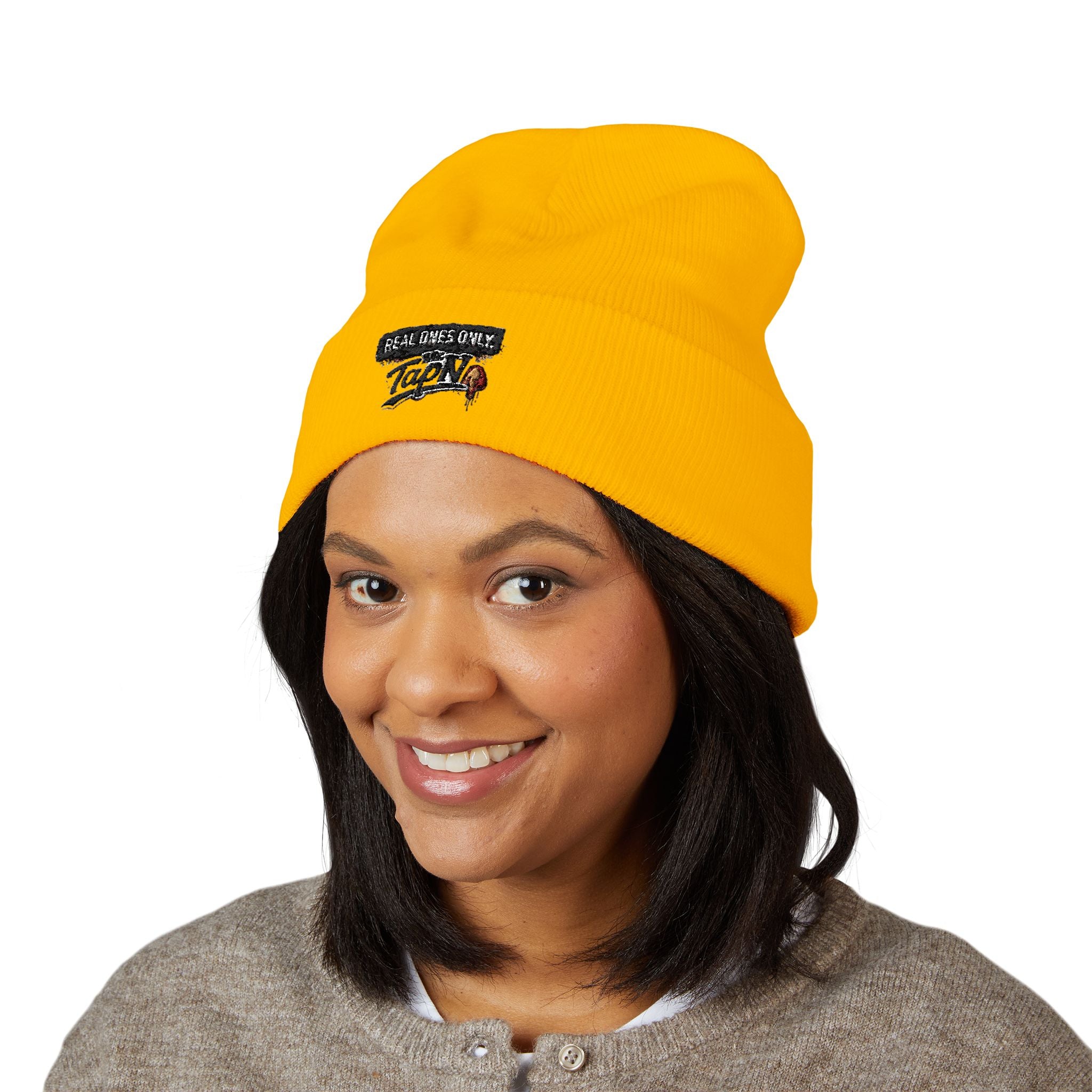 Embroidered "Real Games Only" Cuffed Beanie